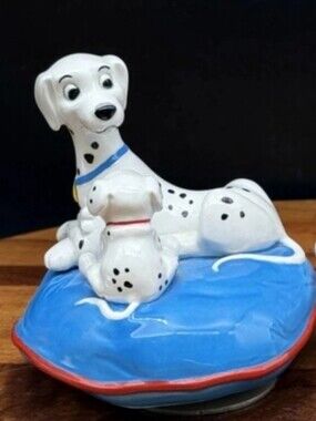 Listing For Kaycer Dalmatian Dog Figurine on Blue Pillow - White